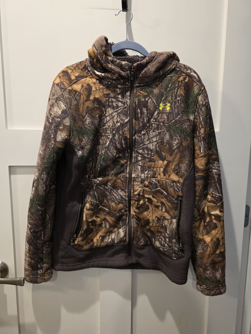 Under Armour Camo Jacket Youth XL Brown Fleece Sherpa Lined Ayton Hunting Coat